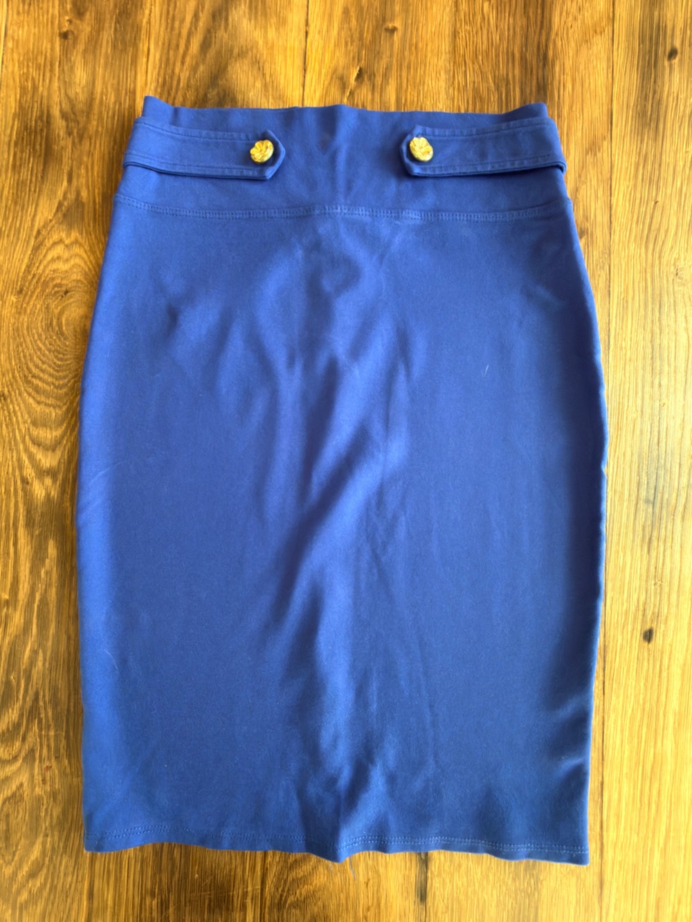 Hybrid & company Royal Blue Pencil Skirt with Gold Buttons
